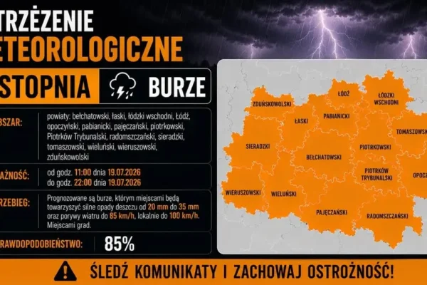 Ostrzeżenie IMGW: burze z gradem i silne opady w Łódzkiem