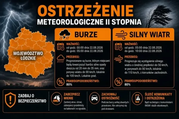 Ostrzeżenia IMGW: burze i silny wiatr w województwie łódzkim