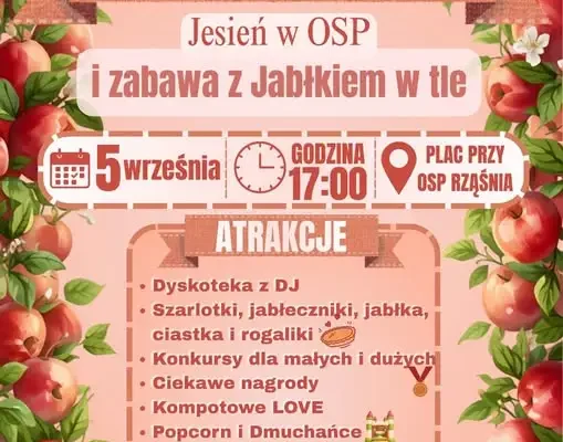 Jesień w OSP Rząśnia: zabawa z jabłkiem w tle już 5 września