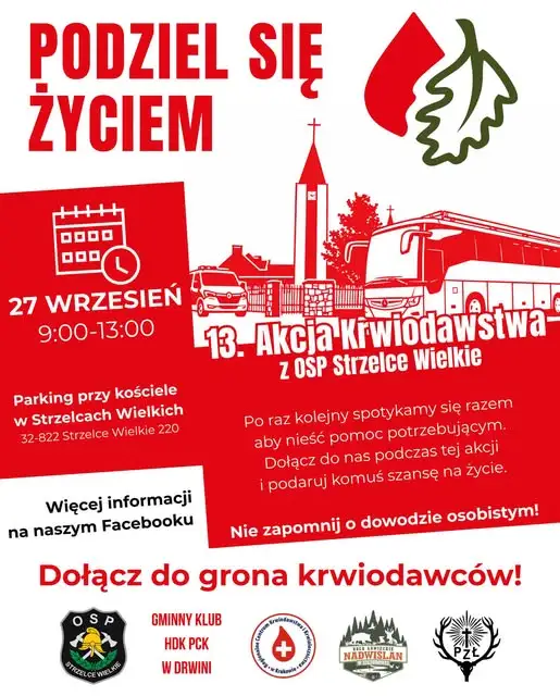 OSP Strzelce Wielkie zaprasza na kolejną akcję krwiodawstwa 27 września
