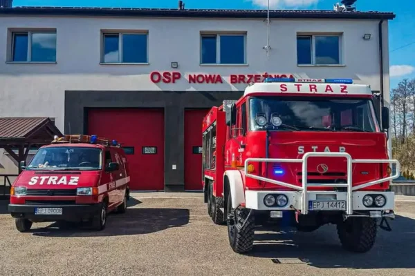Powalone drzewo na drodze DW483 – interwencja strażaków z Nowej Brzeźnicy