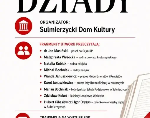 Narodowe Czytanie w Sulmierzycach: „Dziady” Mickiewicza w interpretacji lokalnych osobistości