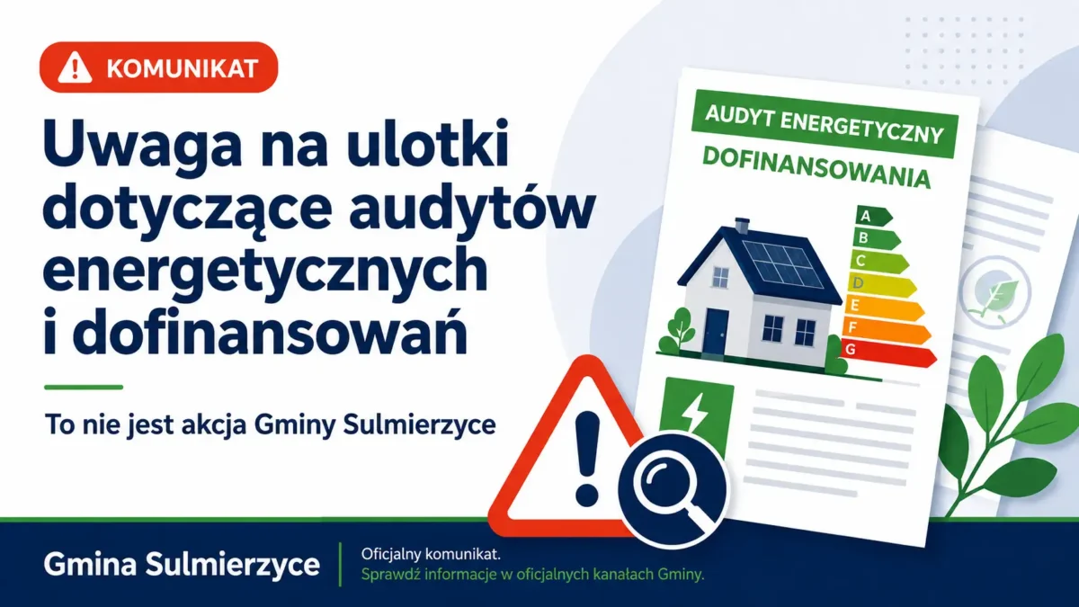 Uwaga na ulotki o audytach energetycznych – gmina Sulmierzyce ostrzega przed nieuczciwymi firmami
