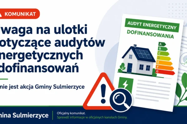 Uwaga na ulotki o audytach energetycznych – gmina Sulmierzyce ostrzega przed nieuczciwymi firmami