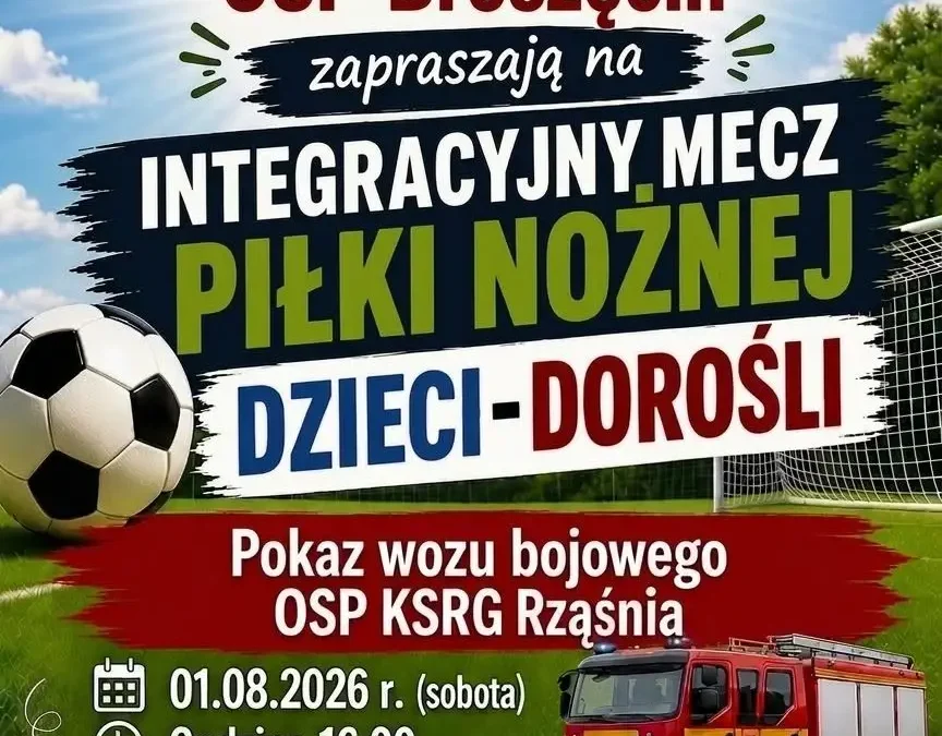 Integracyjny mecz piłki nożnej w Broszęcinie – dzieci kontra dorośli