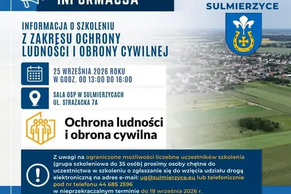 Bezpłatne szkolenie z ochrony ludności i obrony cywilnej w Sulmierzycach