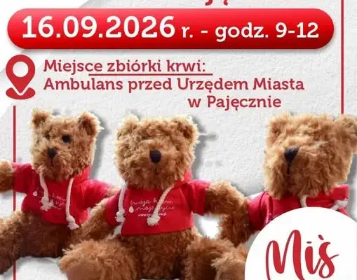 Zbiórka krwi przed Urzędem Miejskim w Pajęcznie już 16 września