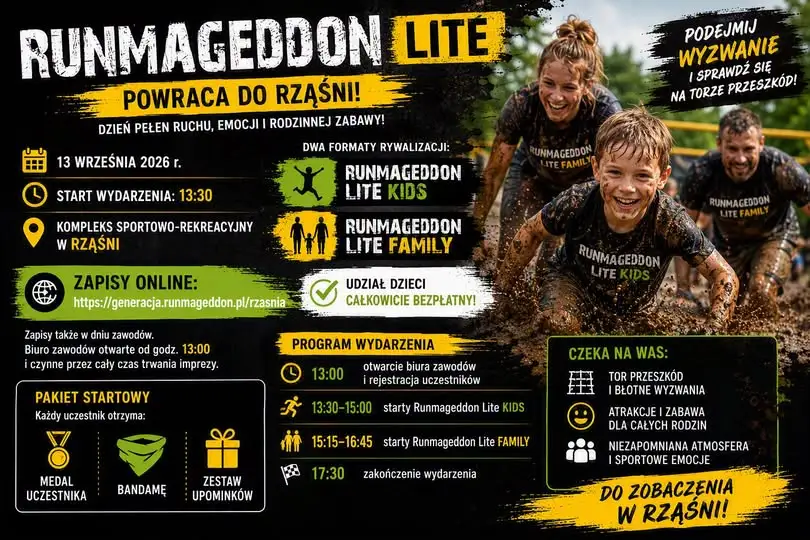Runmageddon Lite w Rząśni już 13 września – sportowe wyzwanie dla dzieci i rodzin