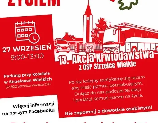 Strzelce Wielkie: 27 września akcja krwiodawstwa przy kościele parafialnym