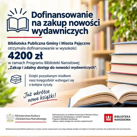 Pajęczno: biblioteka otrzymała 4200 zł na nowe książki