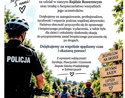 Rajd rowerowy w Sulmierzycach z policyjnym patrolem