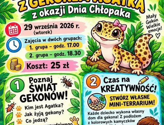 Warsztaty z gekonem Agatką w bibliotece w Kodraniu – zapisy trwają