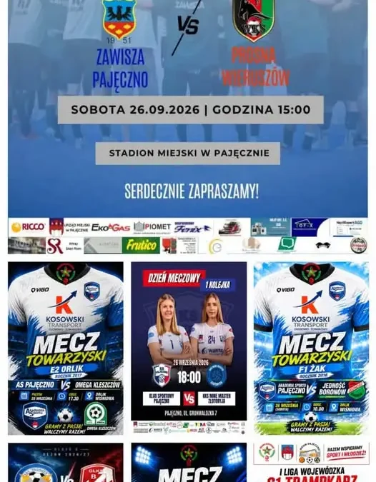 Mecz trampkarzy na stadionie miejskim w Pajęcznie – sobota 26 września