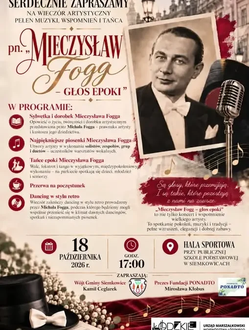 Wieczór artystyczny „Mieczysław Fogg – głos epoki” w Siemkowicach
