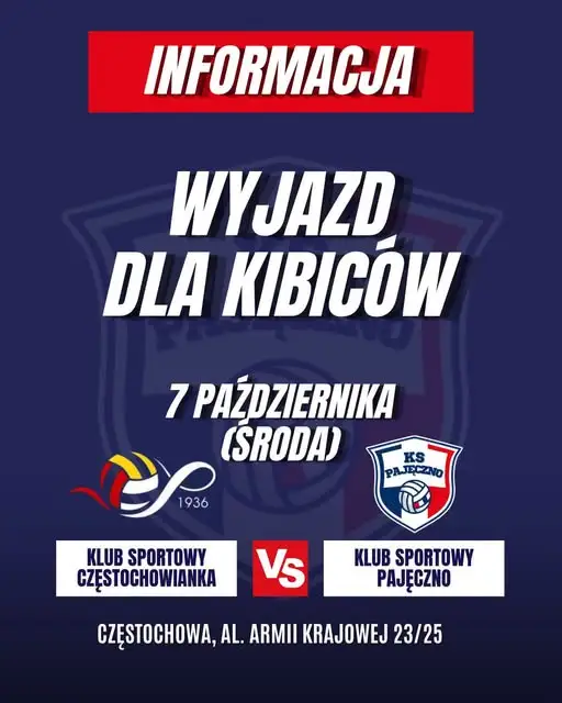 Darmowy wyjazd na mecz do Częstochowy dla kibiców z Pajęczna
