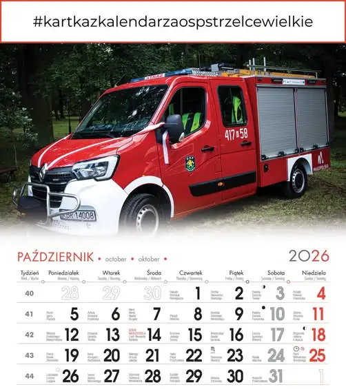 Październikowa karta kalendarza OSP Strzelce Wielkie – Renault Master i jubileusz 120-lecia
