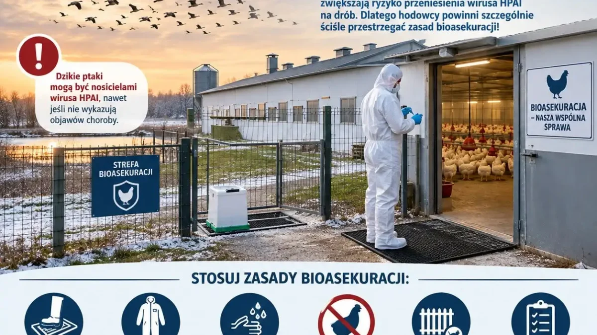 Grypa ptaków zagraża hodowlom. Powiatowy Lekarz Weterynarii w Wieluniu apeluje o bioasekurację